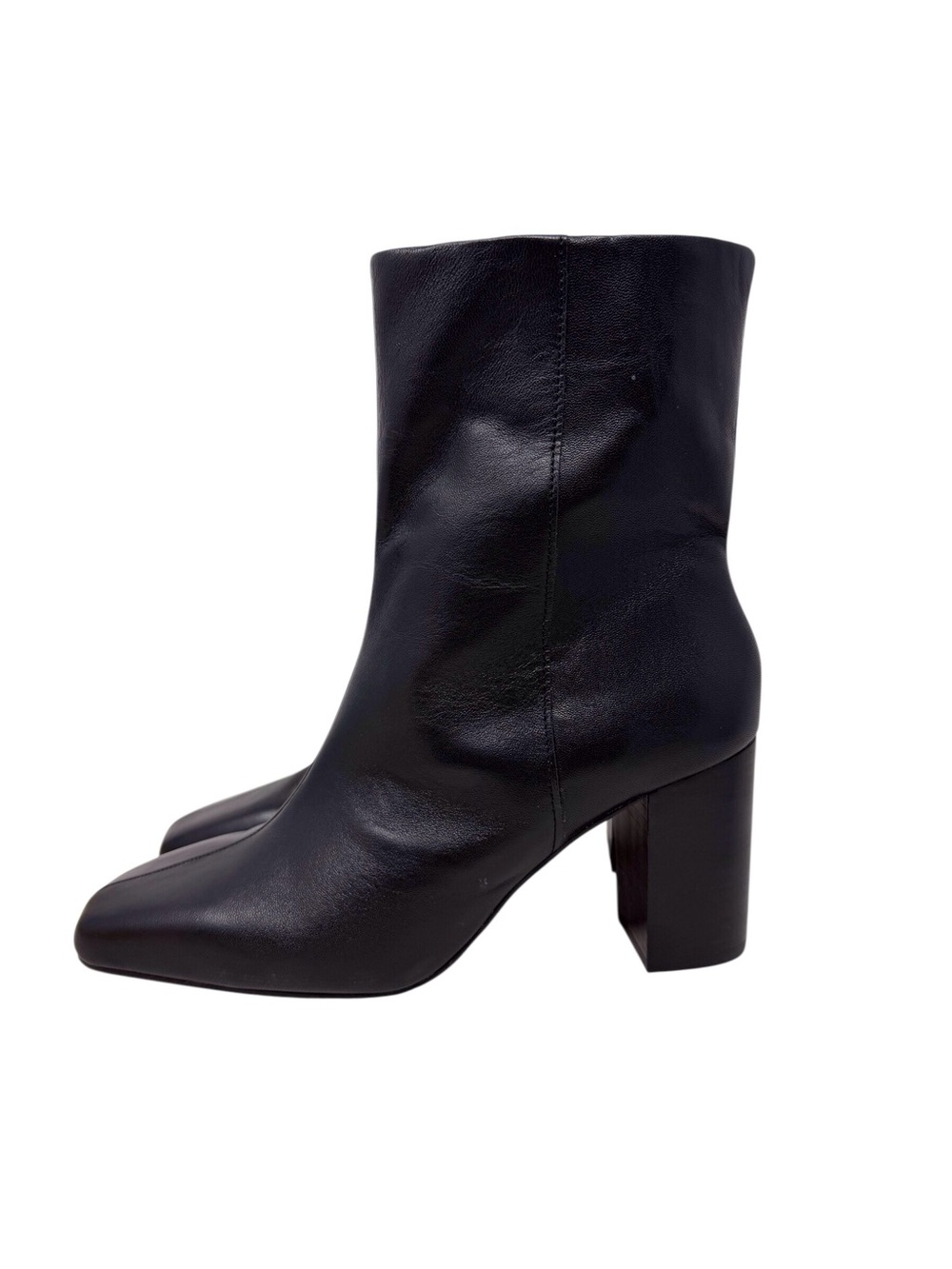 NA-KD Black leather Squared Toe Ankle Boots women’s US 7.5/EU 38 New without box